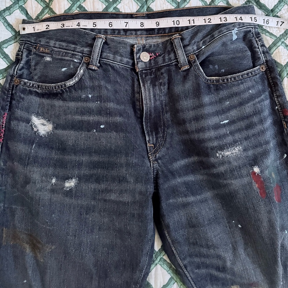 Polo Ralph Lauren Astor Slim Boyfriend painted Crane Jeans distressed 28 EUC - Picture 7 of 8